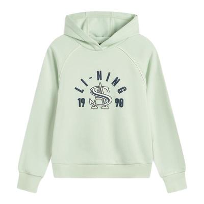 李宁正品2025新款女大童加绒保暖针织运动宽松连帽卫衣YWDU172-1