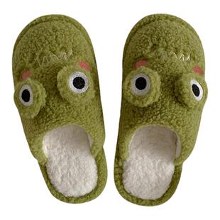细细条冬天情侣舒适居家防滑软底毛毛鞋青蛙棉拖鞋保暖月子鞋男女