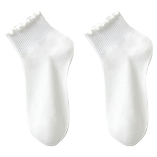 木耳边袜子女款春夏纯棉纱线无骨短袜防臭吸汗中筒袜配小皮鞋棉袜