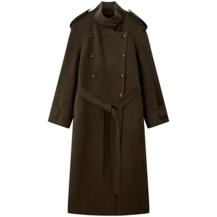 【张婧仪同款】太平鸟商场甄绒风衣式羊绒人生大衣女A1AAF4230