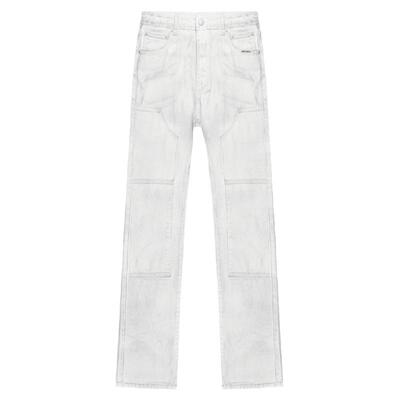 新因素做旧伪脏感拼接直筒伐木裤