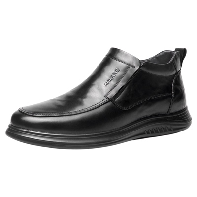 奥康 男鞋冬季棉皮鞋真皮加绒保暖舒适防滑软底套脚商务休闲棉鞋L