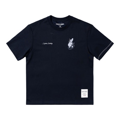 NPNG藏青纯棉宽松船锚短袖T恤