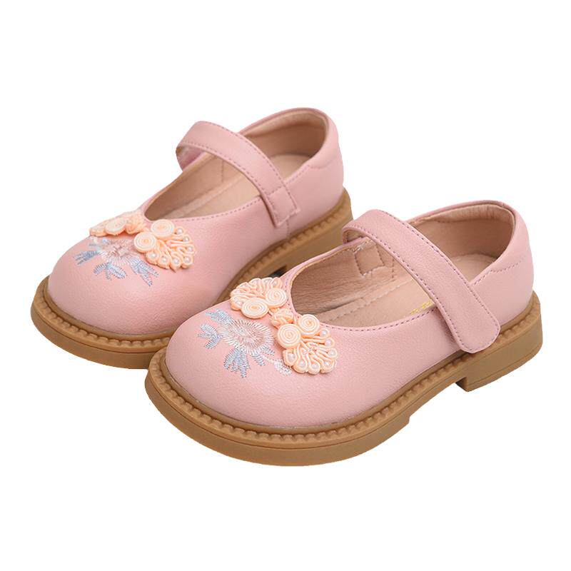 女童小皮鞋春秋绣花鞋真皮公主鞋