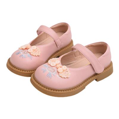 女童小皮鞋春秋绣花鞋真皮公主鞋