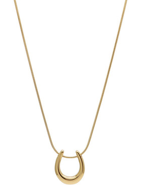 伊灿金色U型吊坠项链女钛钢颈链