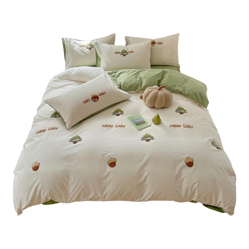 全棉水洗棉毛巾绣花四件套亲肤