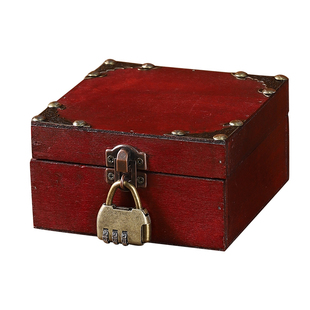 仿古小木盒复古带锁收纳盒精致木匣子珠宝首饰盒礼物盒装饰道具箱