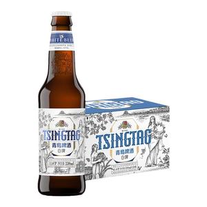 青岛啤酒全麦白啤原麦汁浓度11.0°P 330ml*24瓶箱啤整箱包邮