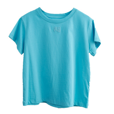 2025韩版减龄蓝色显瘦简约百搭字母小版型多巴胺彩色圆领T恤INS女