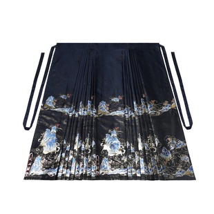 星河汉歌江山雪国风藏青色马面裙女新中式冬明制汉服改良日常