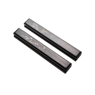 王小卫 花香鸟语镇纸 善琏湖笔镇尺超大号实木压纸书法镇纸尺摆件创意花香鸟语对镇礼盒包装文房四宝紫光檀木