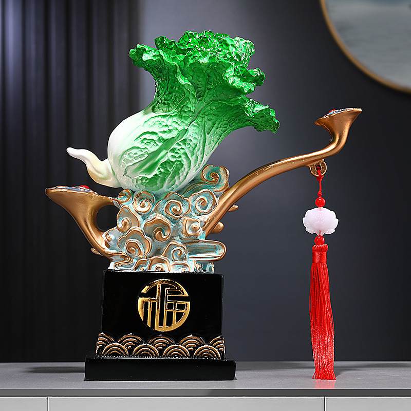 新中式白菜发财摆件中式新居客厅礼物电视柜装饰品礼品乔迁玄关