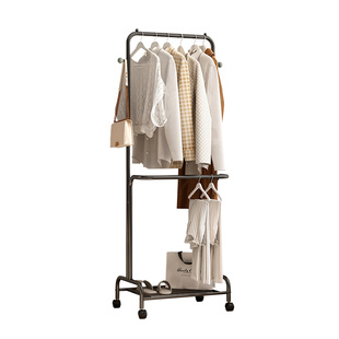 中古风衣帽架落地卧室高级感可移动衣服收纳架家用简易双层挂衣架