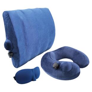 旅游腰垫护腰靠背垫旅行U型枕腰枕飞机护腰靠垫便携按压充气腰靠