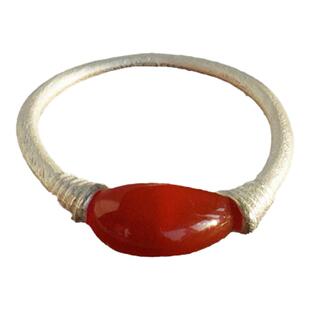 OLIO E ACETO 纯银红玛瑙水滴戒指 原创设计师磨砂礼物高级质感