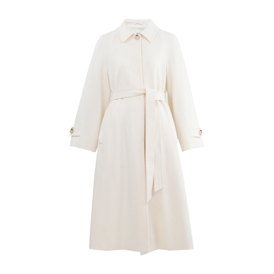 HONRN/红人白色山羊绒羊毛呢大衣