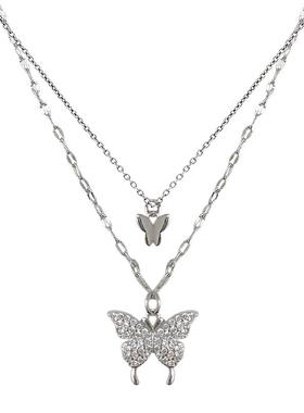 蝴蝶小众设计项链爱心轻奢叠戴