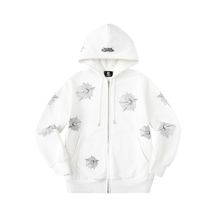 WHOOSIS RADIO logo变形拉链帽衫卫衣外套加绒秋冬保暖运动休闲男