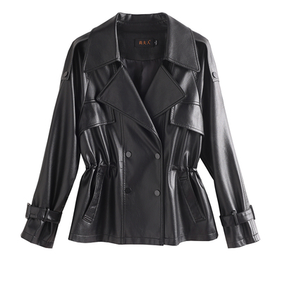 真皮皮衣女短款宽松皮夹克收腰