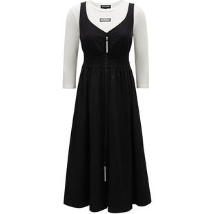 Vero Moda奥莱连衣裙秋季新款时尚机能撞色背心裙两件套裙子流行