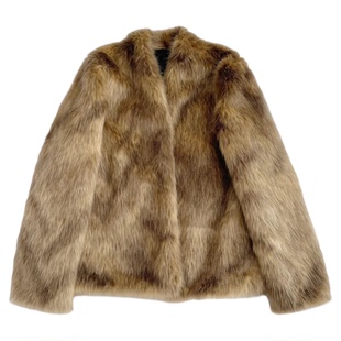 fanss棕色短款环保皮草女款2025新款海宁年轻款狐狸毛厚外套冬季