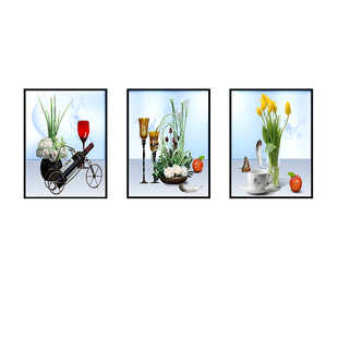 餐厅装饰画自粘贴画客厅食堂饭馆餐桌墙壁画花卉贴纸免打孔墙贴画