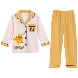 儿童睡衣春秋长袖奥特曼纯棉男童宝宝比卡丘中大童空调家居服套装