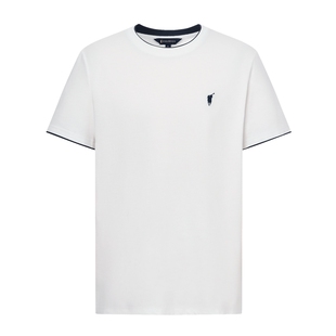 POLOWALK男装夏季新品男式短袖圆领T恤纯色简约白色t恤男款