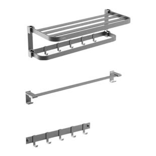 九牧太空铝浴室置物架毛巾架浴巾架免打孔厕所五金挂件套装93066