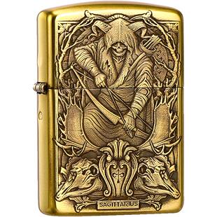 zippo打火机黄铜盔甲浮雕十二星座官方正版 套装礼盒 送男友礼物
