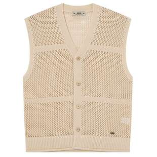 JDV男装商场同款春秋新款米色棉质提花针织马甲背心SKW5404