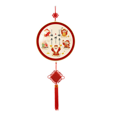 福禄寿喜财中国结挂饰新年福字客厅电视背景墙挂画乔迁新居装饰画