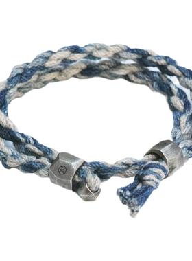 手工植物蓝染手链手绳棉麻