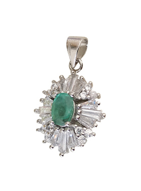 镶嵌时尚风水晶轻奢祖母绿吊坠