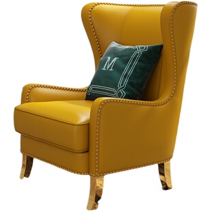 轻奢单人沙发老虎椅高背椅美式小户型北欧简约沙发椅休闲椅子客厅