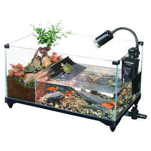 乌龟缸超白玻璃家用双区生态造景防逃黄缘龟饲养箱水陆两栖混养缸