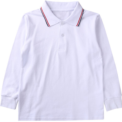 儿童校服男童女童长袖T恤POLO衫加绒秋中小学生白色纯棉学院童装
