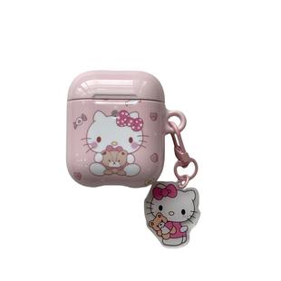 粉色可爱卡通kitty挂饰适用苹果耳机保护套airpodspro2无线蓝牙耳机壳三代airpod二代ipod耳机套airpods3菲林