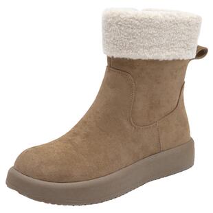 大东毛边雪地靴女款2026新款冬季加绒保暖棉鞋勃肯中筒短靴毛毛鞋