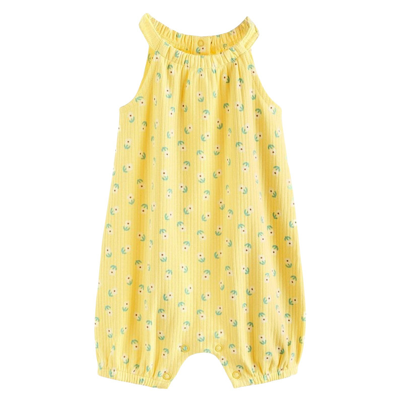 NEXT正品拆单女宝宝夏季小飞袖纯棉短款连体衣暗扣镂空爬爬服哈衣