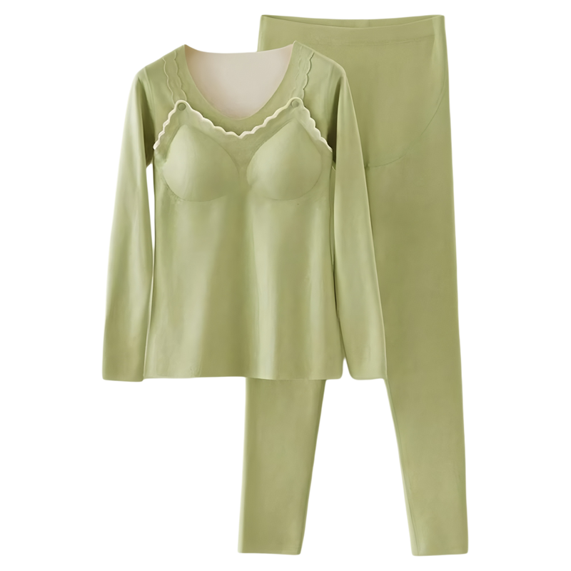 孕妇秋衣秋裤套装带胸垫孕期产后喂奶哺乳上衣月子服睡衣保暖内衣