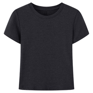 画风drawwind圆领短袖T恤女2026新款夏季休闲宽松正肩上衣短款夏