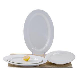 景德镇纯白骨瓷餐具椭圆鱼盘平盘创意盘子单套装异形早餐盘水果盘