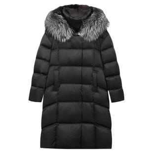 佧茜文通勤长款羽绒服2025冬季新款气质软糯蓬松狐狸毛领保暖外套