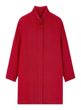 '长款棉服'红色外套女冬季加厚