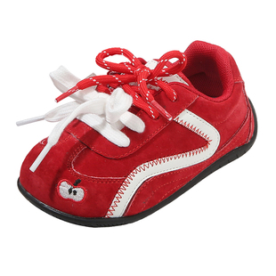 秋冬季女宝宝学步鞋儿童加绒运动鞋子婴儿小童板鞋红色男童鞋女童