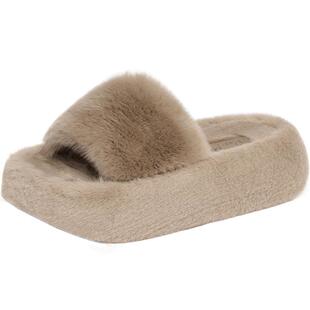 reemoor2025秋冬新款舒适外出毛毛鞋女保暖加绒防滑厚底拖鞋睿慕