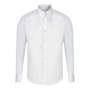 CULTUM 高定100支双股DP免烫饰耳领衬衫男法式袖口绅士大尖领衬衣