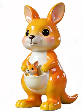 玻璃钢彩绘卡通袋鼠雕塑步行街商业街创意装饰景区摆件商超萌宠